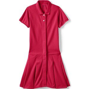 Lands' End Girls Adaptive Short Sleeve Mesh Polo Dress at the Knee, NWT